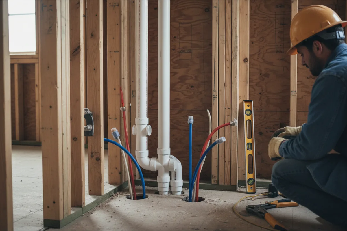 Drain and supply rough-in during Drain Cleaning in Stanleytown