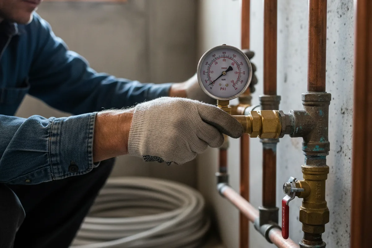 Pressure testing a repaired line during Water Line Repair in Stanleytown